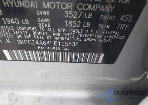 2020 Hyundai Accent Se из США, поврежденный, VIN 3KPC24A64LE115536